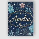 Personalised Name Crystal Moon Starry Sky Botanical Elements Seamless Custom Home Unique Canvas Wall Art Print Decor Picture Ready to Hang