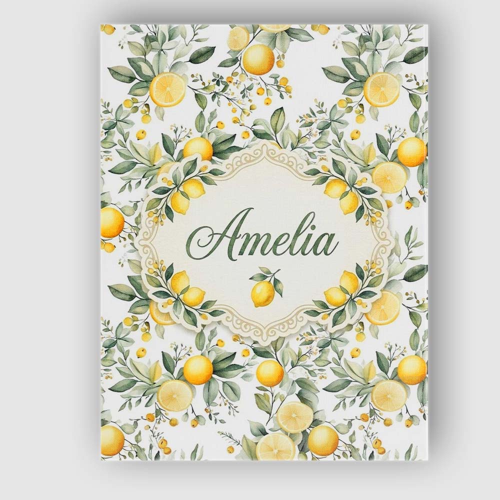 Personalised Name Watercolor Lemon Citrus Custom  Unique Gift Idea Elegant Feature Canvas Wall Art Print Decor Picture Ready to Hang