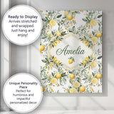 Personalised Name Watercolor Lemon Citrus Custom  Unique Gift Idea Elegant Feature Canvas Wall Art Print Decor Picture Ready to Hang