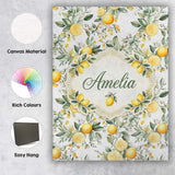Personalised Name Watercolor Lemon Citrus Custom  Unique Gift Idea Elegant Feature Canvas Wall Art Print Decor Picture Ready to Hang