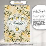 Vintage Lemon Blossom Branches Elegant Floral Citrus Garden  Personalised Custom Name Super Soft Fleece Blanket Bed Sofa Throw