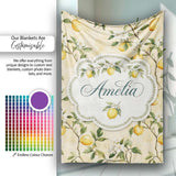 Vintage Lemon Blossom Branches Elegant Floral Citrus Garden  Personalised Custom Name Super Soft Fleece Blanket Bed Sofa Throw