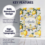 Personalised Name Classic Lemon Fruit Custom Modern Room Accent Creative Decorator Style Canvas Wall Art Print Decor Picture Ready to Hang