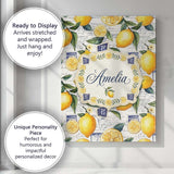 Personalised Name Classic Lemon Fruit Custom Modern Room Accent Creative Decorator Style Canvas Wall Art Print Decor Picture Ready to Hang