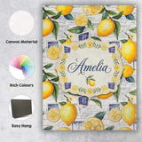 Personalised Name Classic Lemon Fruit Custom Modern Room Accent Creative Decorator Style Canvas Wall Art Print Decor Picture Ready to Hang