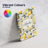 Personalised Name Classic Lemon Fruit Custom Modern Room Accent Creative Decorator Style Canvas Wall Art Print Decor Picture Ready to Hang