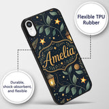 Lantern Leaves Stars Night Sky Botanical Seamless Custom Name Protective Phone Case Mobile Cover Durable Everyday Smartphone Shock Resistant