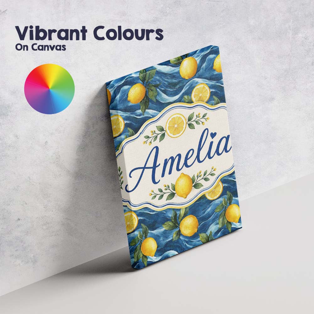 Personalised Name Hand Painted Lemon Fruit Custom  Unique Gift Idea Elegant Feature Canvas Wall Art Print Decor Picture Ready to Hang