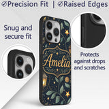 Lantern Leaves Stars Night Sky Botanical Seamless Custom Name Protective Phone Case Mobile Cover Durable Everyday Smartphone Shock Resistant