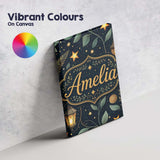 Personalised Name Lantern Leaves Stars Night Sky Botanical Seamless Custom Canvas Wall Art Print Decor Picture Ready to Hang