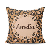 Custom Name Modern Leopard Animal Print Seamless Pattern Fashion Square Filled Cushion Throw Pillow Sofa Bed Home Decor Zip Washable UK Made