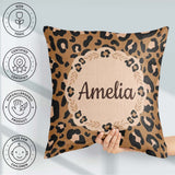 Custom Name Modern Leopard Animal Print Seamless Pattern Fashion Square Filled Cushion Throw Pillow Sofa Bed Home Decor Zip Washable UK Made