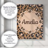 Personalised Name Modern Leopard Animal Custom  Unique Gift Idea Elegant Feature Canvas Wall Art Print Decor Picture Ready to Hang