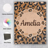 Personalised Name Modern Leopard Animal Custom  Unique Gift Idea Elegant Feature Canvas Wall Art Print Decor Picture Ready to Hang