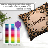 Custom Name Modern Leopard Animal Print Seamless Pattern Fashion Square Filled Cushion Throw Pillow Sofa Bed Home Decor Zip Washable UK Made
