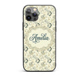 Elegant Vintage Paisley Floral Printed Design Custom Name Protective Phone Case Mobile Cover Durable Everyday Smartphone Shock Resistant
