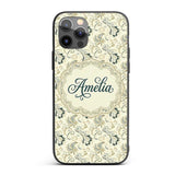 Elegant Vintage Paisley Floral Printed Design Custom Name Protective Phone Case Mobile Cover Durable Everyday Smartphone Shock Resistant
