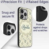 Elegant Vintage Paisley Floral Printed Design Custom Name Protective Phone Case Mobile Cover Durable Everyday Smartphone Shock Resistant