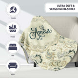 Elegant Vintage Paisley Floral Ornamental Seamless Pattern Soft  Personalised Custom Name Super Soft Fleece Blanket Bed Sofa Throw