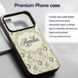 Elegant Vintage Paisley Floral Printed Design Custom Name Protective Phone Case Mobile Cover Durable Everyday Smartphone Shock Resistant