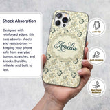 Elegant Vintage Paisley Floral Printed Design Custom Name Protective Phone Case Mobile Cover Durable Everyday Smartphone Shock Resistant