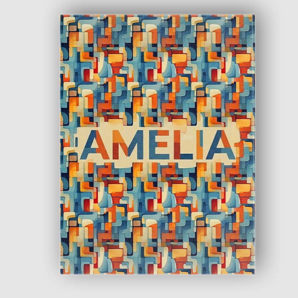 Personalised Name Abstract Geometric Shapes Custom  Bespoke Interior Contemporary Canvas Wall Art Print Decor Picture Ready to Hang