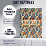 Personalised Name Abstract Geometric Shapes Custom  Bespoke Interior Contemporary Canvas Wall Art Print Decor Picture Ready to Hang