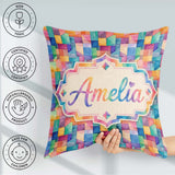 Custom Name Abstract Geometric Blocks Soft Modern Pattern Design Square Filled Cushion Throw Pillow Sofa Bed Home Decor Zip Washable UK Made