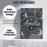 Personalised Name Mystical Forest Trees Moon Stars Night Seamless Custom  Bespoke Canvas Wall Art Print Decor Picture Ready to Hang