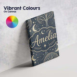 Personalised Name Mystical Forest Trees Moon Stars Night Seamless Custom  Bespoke Canvas Wall Art Print Decor Picture Ready to Hang