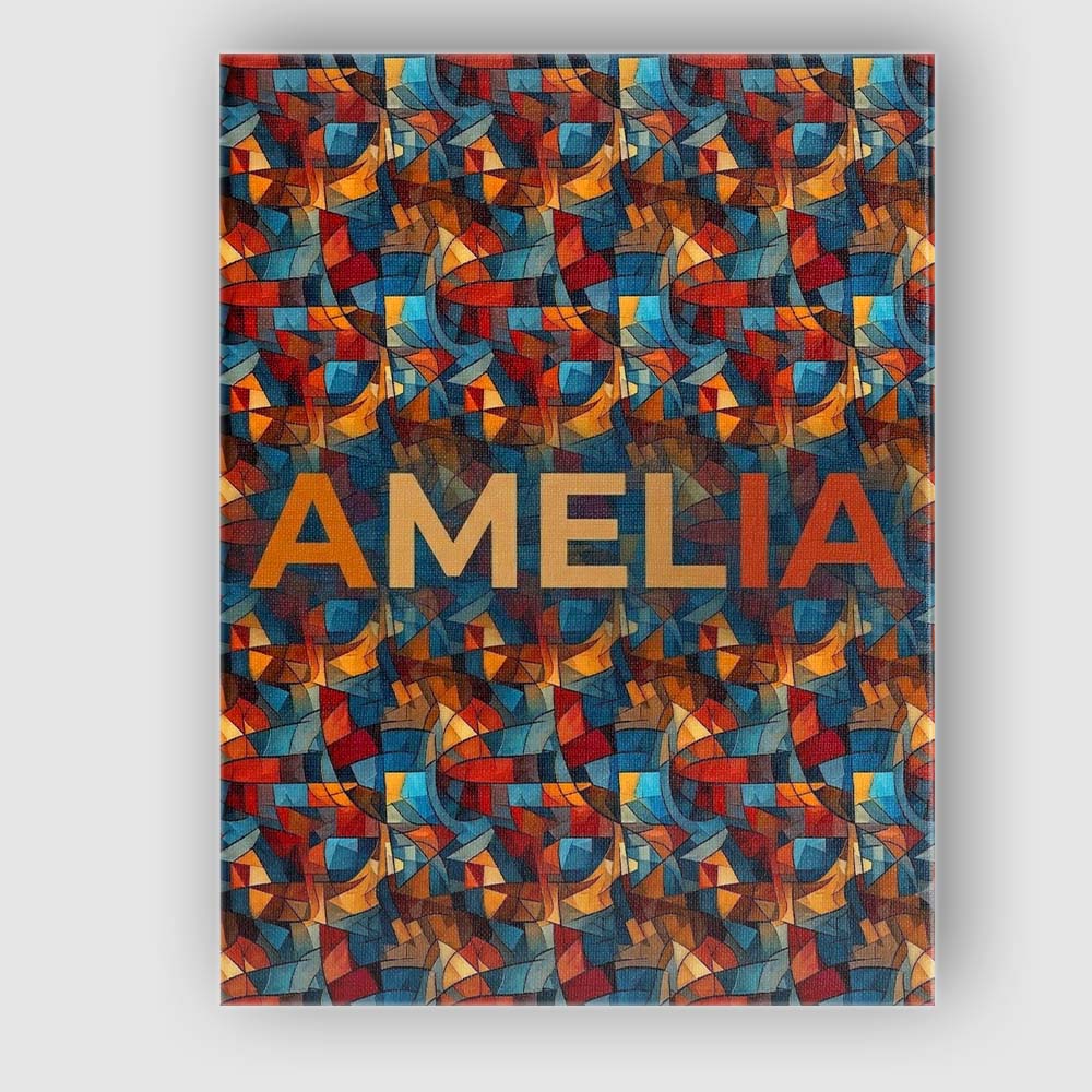 Personalised Name Vibrant Cubist Abstract Custom  Unique Gift Idea Elegant Feature Canvas Wall Art Print Decor Picture Ready to Hang