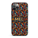 Vibrant Cubist Abstract Swirl Shapes Artistic Custom Name Protective Phone Case Mobile Cover Durable Everyday Smartphone Shock Resistant