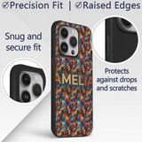 Vibrant Cubist Abstract Swirl Shapes Artistic Custom Name Protective Phone Case Mobile Cover Durable Everyday Smartphone Shock Resistant