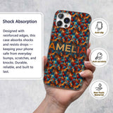Vibrant Cubist Abstract Swirl Shapes Artistic Custom Name Protective Phone Case Mobile Cover Durable Everyday Smartphone Shock Resistant