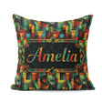 Custom Name Abstract Cubist Geometric Colorful Seamless Pattern Square Filled Cushion Throw Pillow Sofa Bed Home Decor Zip Washable UK Made