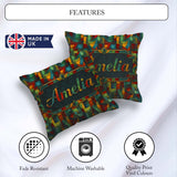 Custom Name Abstract Cubist Geometric Colorful Seamless Pattern Square Filled Cushion Throw Pillow Sofa Bed Home Decor Zip Washable UK Made