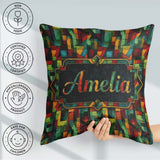 Custom Name Abstract Cubist Geometric Colorful Seamless Pattern Square Filled Cushion Throw Pillow Sofa Bed Home Decor Zip Washable UK Made