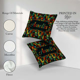 Custom Name Abstract Cubist Geometric Colorful Seamless Pattern Square Filled Cushion Throw Pillow Sofa Bed Home Decor Zip Washable UK Made