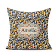 Custom Name Bold Navy Mustard Abstract Geometric Lines Seamless Square Filled Cushion Throw Pillow Sofa Bed Home Decor Zip Washable UK Made