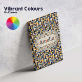 Personalised Name Bold Navy Mustard Abstract Custom Bespoke  Contemporary Display Canvas Wall Art Print Decor Picture Ready to Hang