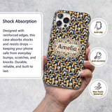 Bold Navy Mustard Abstract Decorative Design Custom Name Protective Phone Case Mobile Cover Durable Everyday Smartphone Shock Resistant