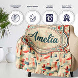 Textured Abstract Brush Shapes Neutral Seamless Pattern Name Cute  Personalised Custom Name Super Soft Fleece Blanket Bed Sofa Throw