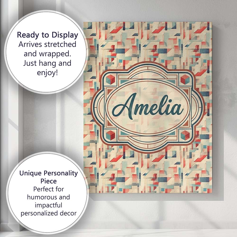 Personalised Name Textured Abstract Brush Custom  Unique Gift Idea Elegant Feature Canvas Wall Art Print Decor Picture Ready to Hang