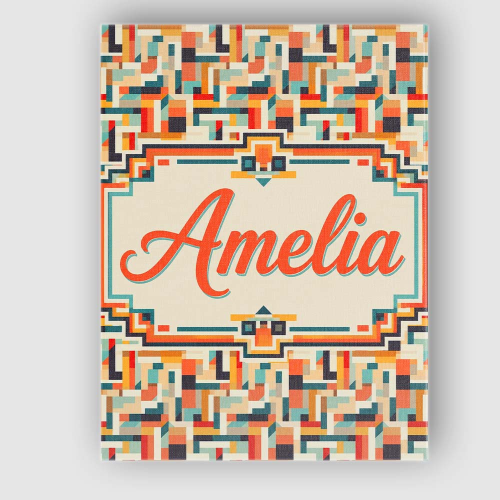 Personalised Name Color Block Geometric Custom  Modern Room Accent Elegant Feature Canvas Wall Art Print Decor Picture Ready to Hang