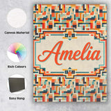 Personalised Name Color Block Geometric Custom  Modern Room Accent Elegant Feature Canvas Wall Art Print Decor Picture Ready to Hang