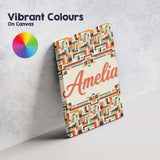 Personalised Name Color Block Geometric Custom  Modern Room Accent Elegant Feature Canvas Wall Art Print Decor Picture Ready to Hang