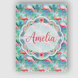 Personalised Name Tropical Pink Flamingo Custom  Unique Gift Idea Elegant Feature Canvas Wall Art Print Decor Picture Ready to Hang