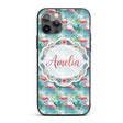 Tropical Pink Flamingo Jungle Leaves Watercolor Custom Name Protective Phone Case Mobile Cover Durable Everyday Smartphone Shock Resistant