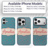 Minimal Flamingo Birds Teal Decorative Design Custom Name Protective Phone Case Mobile Cover Durable Everyday Smartphone Shock Resistant