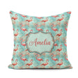 Custom Name Artistic Flamingo Splash Background Seamless Pattern Square Filled Cushion Throw Pillow Sofa Bed Home Decor Zip Washable UK Made